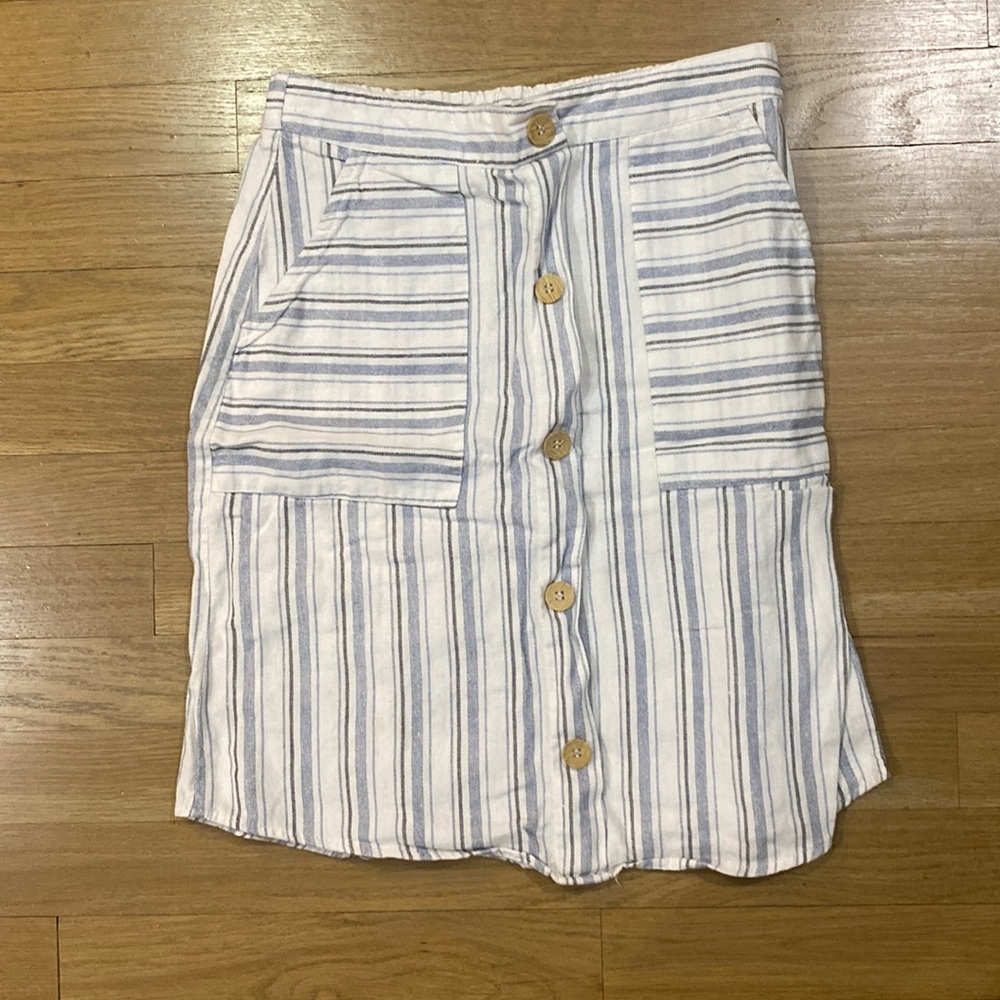 Blue striped linen skirt